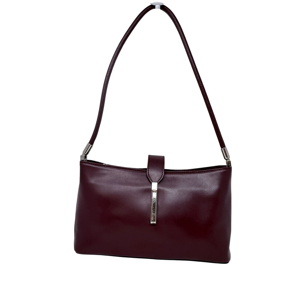 Gianni Altieri Italy Burgundy Leather East West Shoulder Bag Silver Hardware